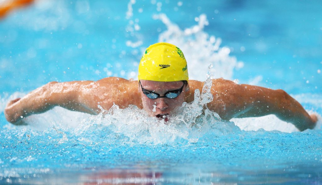 GLASGOW, SCOTLAND - JULY 29: Thomas Fraser-Holmes of Australia competes in the Men's 200m Individual Medley Heat 3 at Tollcross International Swimming Centre during day six of the Glasgow 2014 Commonwealth Games on July 29, 2014 in Glasgow, Scotland. (Photo by Hannah Peters/Getty Images) GLASGOW, SCOTLAND - JULY 29: Thomas Fraser-Holmes of Australia competes in the Men's 200m Individual Medley Heat 3 at Tollcross International Swimming Centre during day six of the Glasgow 2014 Commonwealth Games on July 29, 2014 in Glasgow, Scotland. (Photo by Hannah Peters/Getty Images)